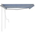 vidaXL Auvent manuel rétractable avec poteaux 4 5x3 m Bleu et blanc