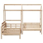 vidaXL Ensemble de lit de jour et de banc et toit 90x190 cm pin massif