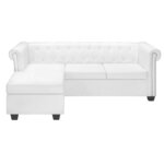 vidaXL Canapé Chesterfield en forme de L cuir synthétique blanc