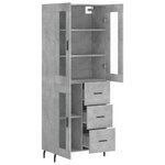 vidaXL Buffet haut Gris béton 69 5x34x180 cm Bois d'ingénierie