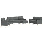 vidaXL Ensemble de canapés 4 Pièces avec repose-pied gris foncé tissu