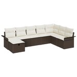 Ensemble de Canapé de Jardin 8 Pièces avec Coussins Marron Rotin Poly vidaXL