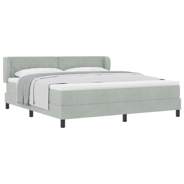 Lit avec sommier à ressort et matelas vidaXL Gris clair 180x200 cm Velours