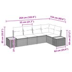 vidaXL Ensemble de canapés de jardin 5 pièces avec coussins noir poly rattan acacia