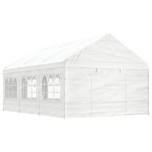 vidaXL Belvédère avec toit blanc 6 69x4 08x3 22 m polyéthylène