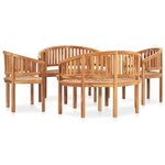 Salon de jardin meuble d'extérieur ensemble de mobilier 5 pièces en forme de banane bois de teck solide 02_0016580