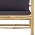 Salon de jardin meuble d'extérieur ensemble de mobilier 7 pièces avec coussins gris foncé bambou 02_0017197