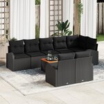 vidaXL Ensemble de canapé jardin 9 pièces avec coussins Noir Poly Rotin Acacia