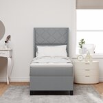 Lit à ressorts vidaXL avec matelas et lumières LED gris clair 90x190 cm en tissu