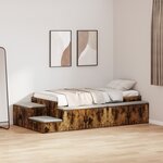 vidaXL Cadre de lit de rangement Chêne fumé 80x200 cm