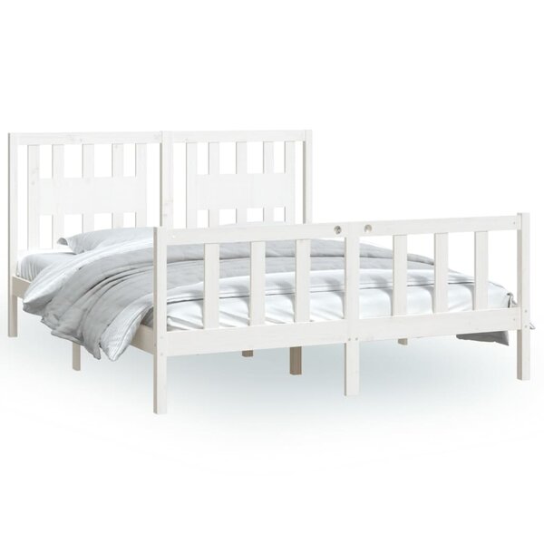 vidaXL Cadre de lit sans matelas blanc bois de pin massif 160x200 cm