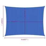 vidaXL Voile d'ombrage 160 g/m² rectangulaire bleu 5x6 m PEHD