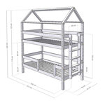 Lit superposé cabane MONTY 242 cm blanc