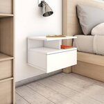 vidaXL Tables de chevet flottantes 2Pièces Blanc brillant Bois ingénierie