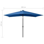 vidaXL Parasol de jardin avec LED et mât en acier bleu azuré 2x3 m