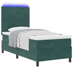 Lit à sommier tapissier avec matelas et LED Vert foncé 100x200 cm Velours