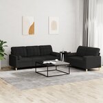 vidaXL Ensemble de canapés 2 Pièces avec coussins noir tissu