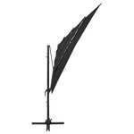 vidaXL Parasol de jardin à 4 niveaux avec mât en aluminium noir