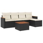 vidaXL Salon de jardin 6 Pièces avec coussins noir résine tressée