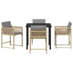 vidaXL Set de salle à manger de jardin de 5 pièces avec coussins en beige poly rattan