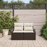 vidaXL Canapé de jardin 2 places avec coussins en poly rotin marron