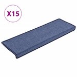 vidaXL Tapis d'escalier 15 Pièces 65x21x4 cm Bleu