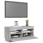 vidaXL Meuble TV avec lumières LED gris béton 80x35x40 cm