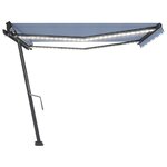 vidaXL Auvent manuel rétractable avec LED 400x350 cm Bleu et blanc