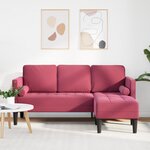 vidaXL Canapé 3 places avec méridienne L-shaped vin rouge 160 cm en velours