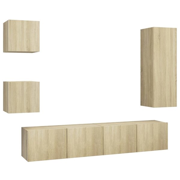 vidaXL Ensemble de meuble TV 5 Pièces Chêne sonoma Bois d'ingénierie