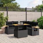 vidaXL Salon de jardin 6 Pièces avec coussins noir résine tressée