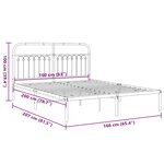 vidaXL Cadre de lit métal sans matelas et tête de lit blanc 160x200 cm