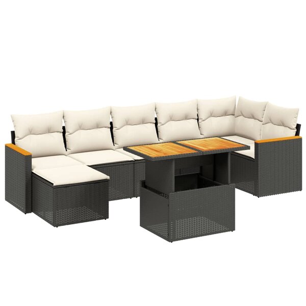 vidaXL Salon de jardin 8 Pièces avec coussins noir résine tressée