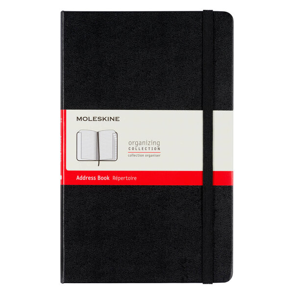 Carnet d'adresses piqué moleskine rigide 13 x 21 cm - ivoire ligné - 240 pages - noir