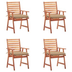 vidaXL Chaises à manger d'extérieur lot de 4 et coussins Acacia massif