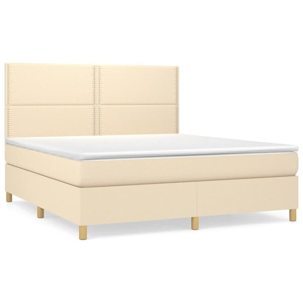 vidaXL Sommier à lattes de lit avec matelas Crème 180x200 cm Tissu