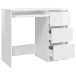 vidaXL Bureau Blanc brillant 90x45x76 cm Bois d’ingénierie