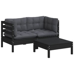 Salon de jardin meuble d'extérieur ensemble de mobilier 3 pièces avec coussins anthracite bois de pin 02_0015918