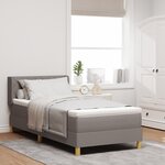 vidaXL Lit à sommier avec matelas taupe 100x200 cm tissu