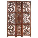 vidaXL Cloison de séparation 3 panneaux Marron 120x165cm Bois manguier