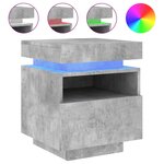 vidaXL Armoires de chevet avec lumières LED 2 Pièces gris béton