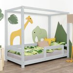 Lit cabane enfant BUNKY 80 x 160 gris clair