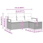 Ensemble de Canapés de Jardin vidaXL 4 pièces avec Coussins Beige Rattan Poly