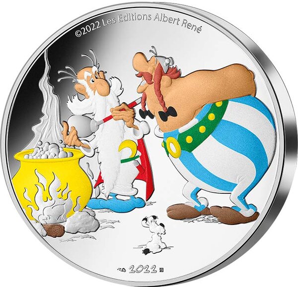 Obélix et Panoramix - 50 Euros Argent Colorisé BE 2022 (MDP)