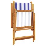 vidaXL Ensemble à manger de jardin 7 Pièces bleu blanc tissu bois massif