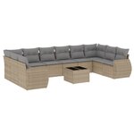 vidaXL Salon de jardin 11 Pièces avec coussins beige résine tressée