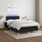 vidaXL Sommier à lattes de lit matelas et LED noir 120x190 cm tissu