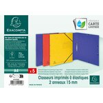 Classeur 2 Anneaux 15mm Carte Lustrée Imprimée - A4 - Couleurs Assorties - X 2 - Exacompta