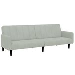 vidaXL Canapé-lit à 2 places avec repose-pied gris clair velours