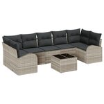 vidaXL Ensemble de Canapés de Jardin 8 Pièces avec Coussins Gris Clair